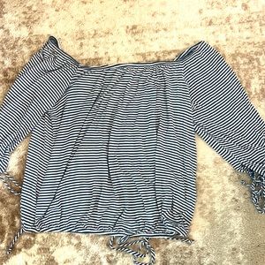Veronica M, Striped off the shoulder top